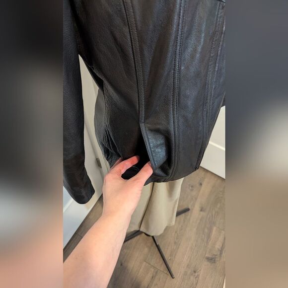 Maxima Wilsons Leather Vintage Womens Jacket Large Black Lined Coat Moto Grunge - Picture 3 of 10